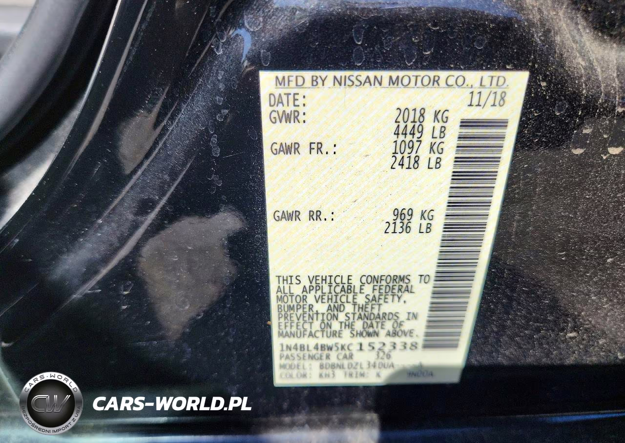 2019 Nissan Altima S VIN:1N4BL4BW5KC152338 - 12