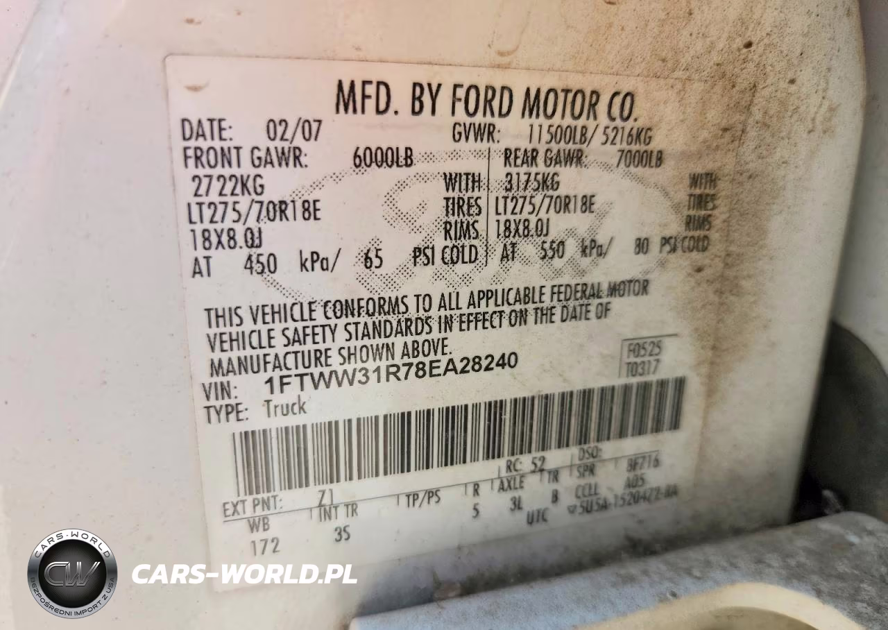 2008 Ford F350 Srw Super Duty VIN:1FTWW31R78EA28240 - 12