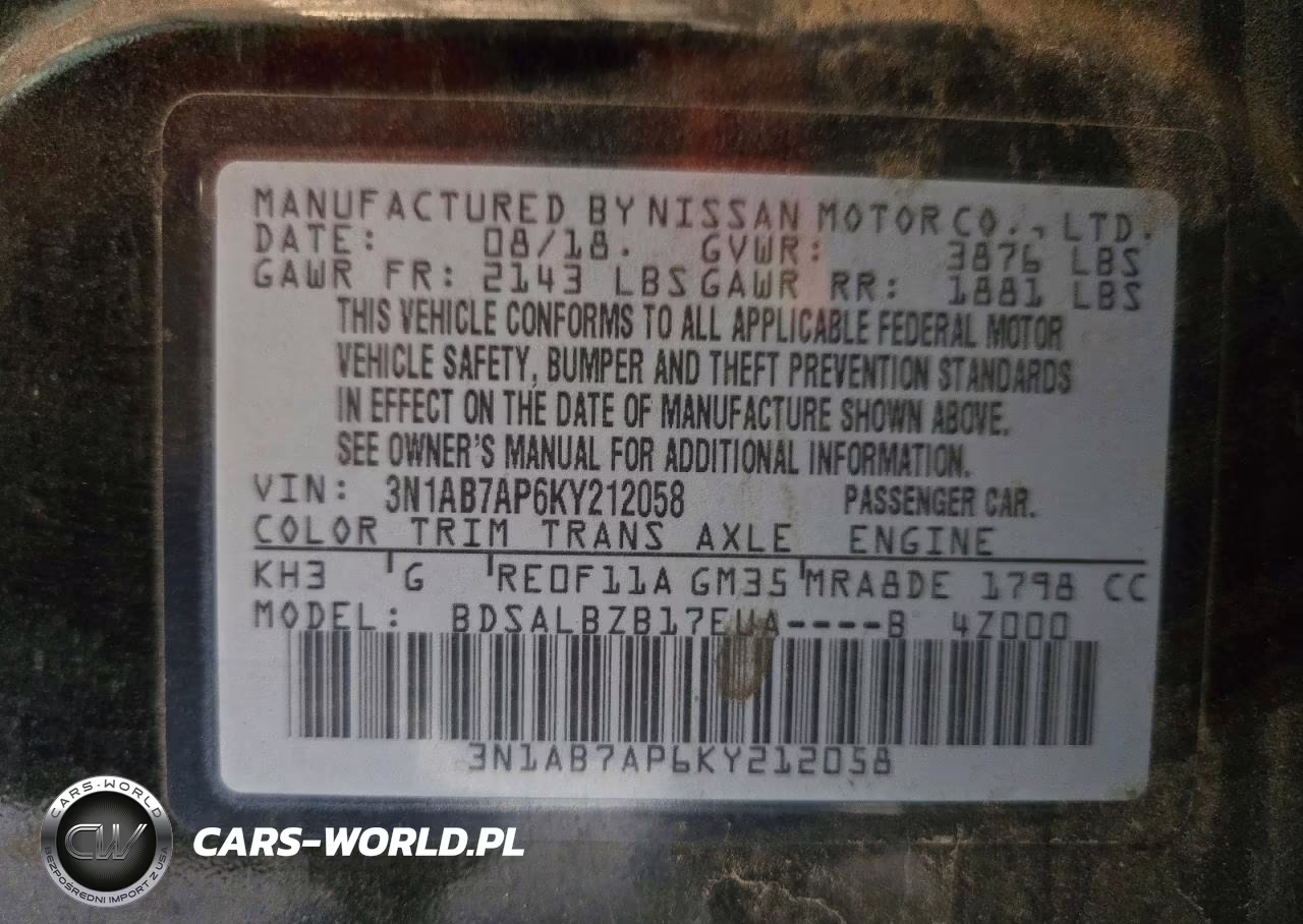 2019 Nissan Sentra S VIN:3N1AB7AP6KY212058 - 12