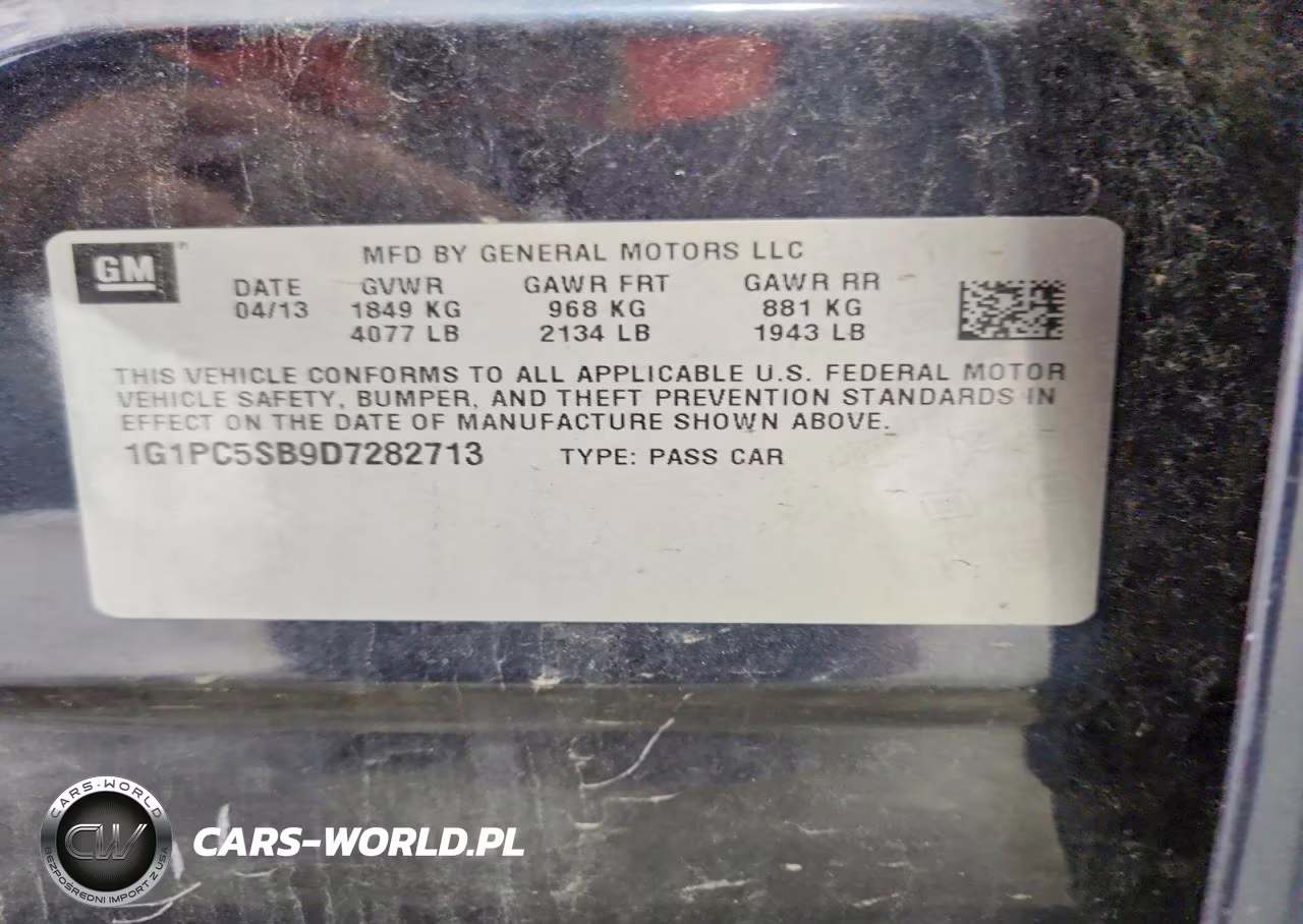 2013 Chevrolet Cruze Lt VIN:1G1PC5SB9D7282713 - 12