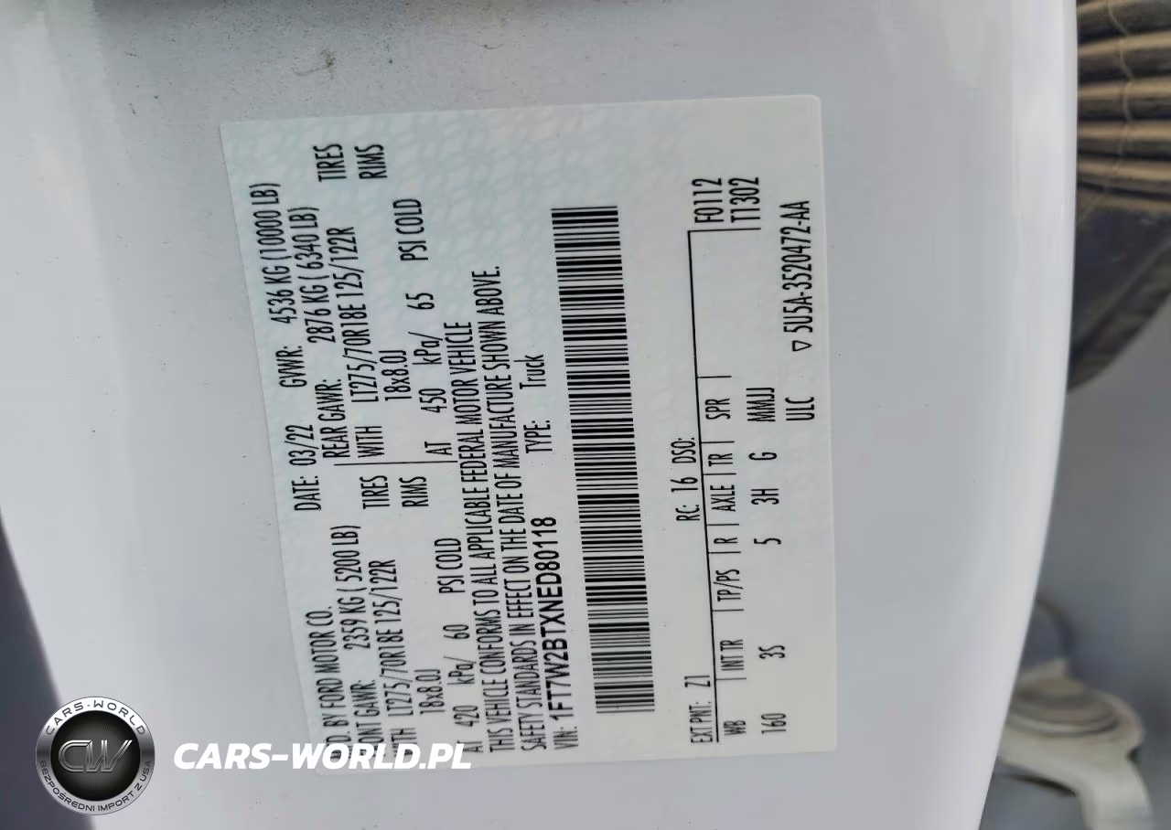 2022 Ford F250 Super Duty VIN:1FT7W2BTXNED80118 - 12