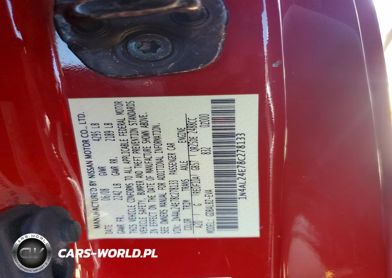2008 Nissan Altima 2.5 S VIN:1N4AL24E78C278133 - 13