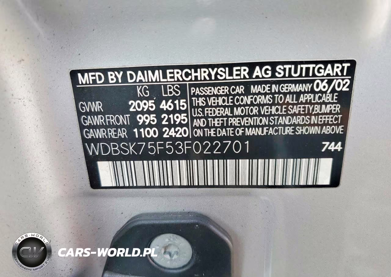 2003 Mercedes-Benz Sl 500R VIN:WDBSK75F53F022701 - 12