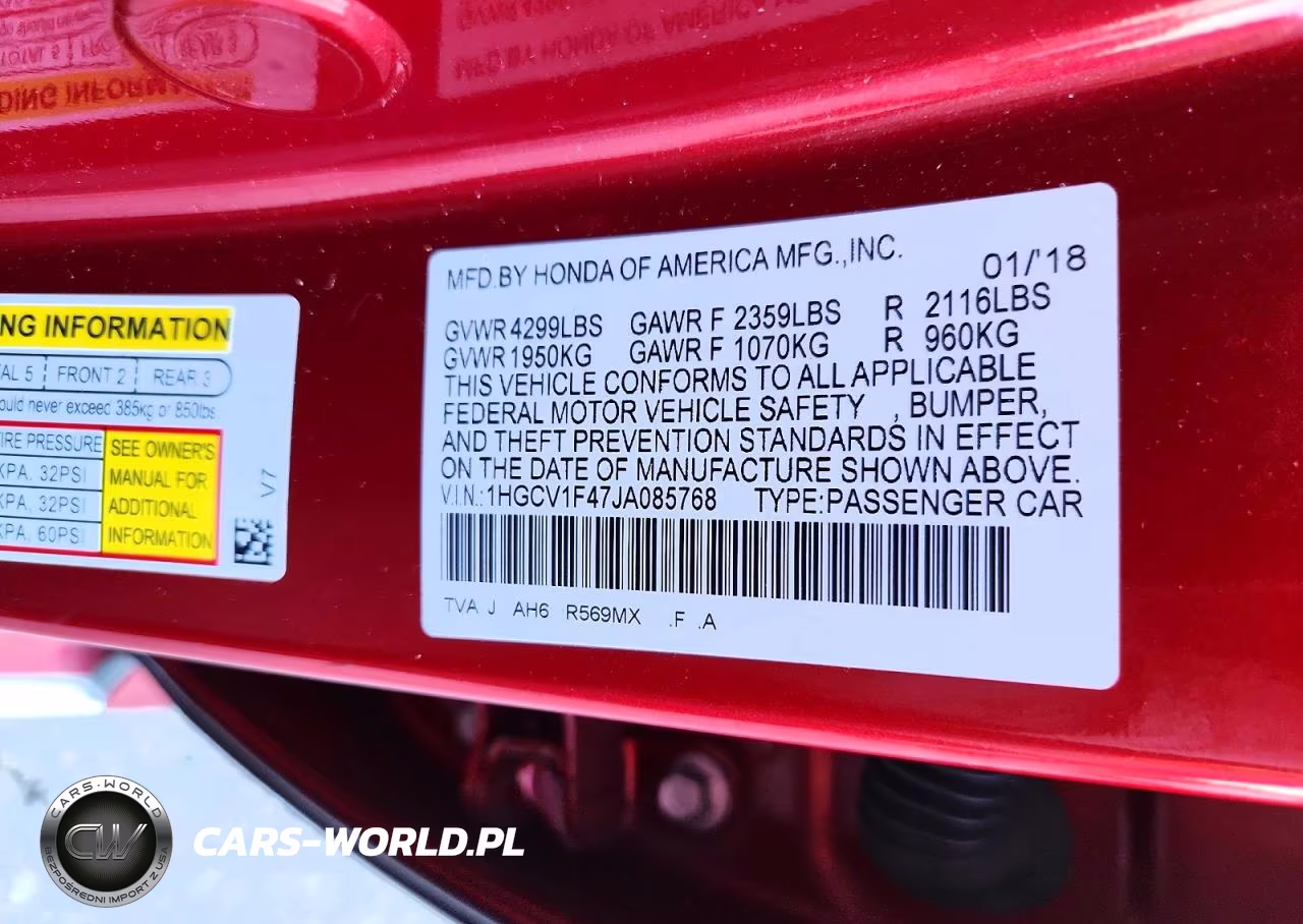2018 Honda Accord Ex VIN:1HGCV1F47JA085768 - 12