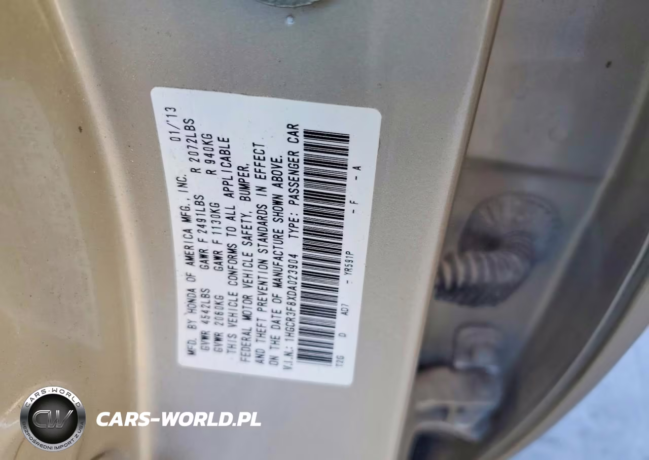 2013 Honda Accord Exl VIN:1HGCR3F8XDA023904 - 12