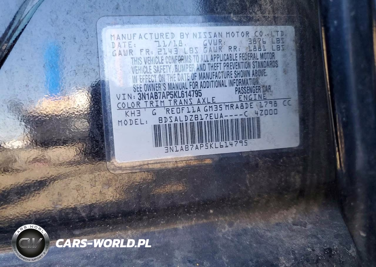 2019 Nissan Sentra Sv VIN:3N1AB7AP5KL614795 - 12