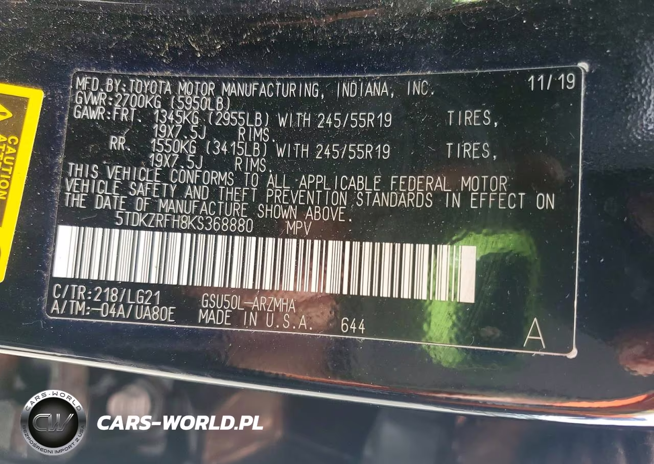 2019 Toyota Highlander Se VIN:5TDKZRFH8KS368880 - 13