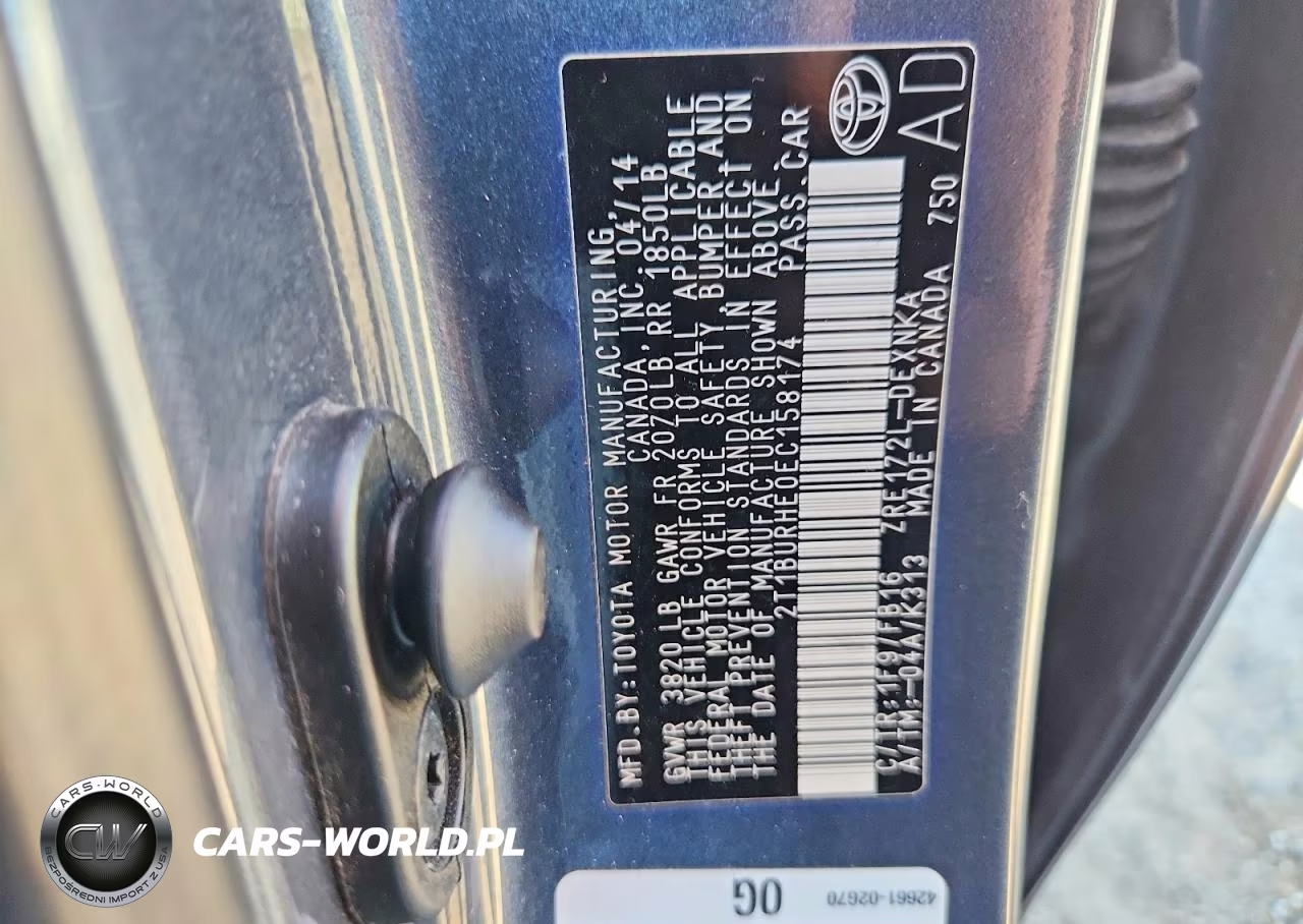 2014 Toyota Corolla Le VIN:2T1BURHE0EC158174 - 12