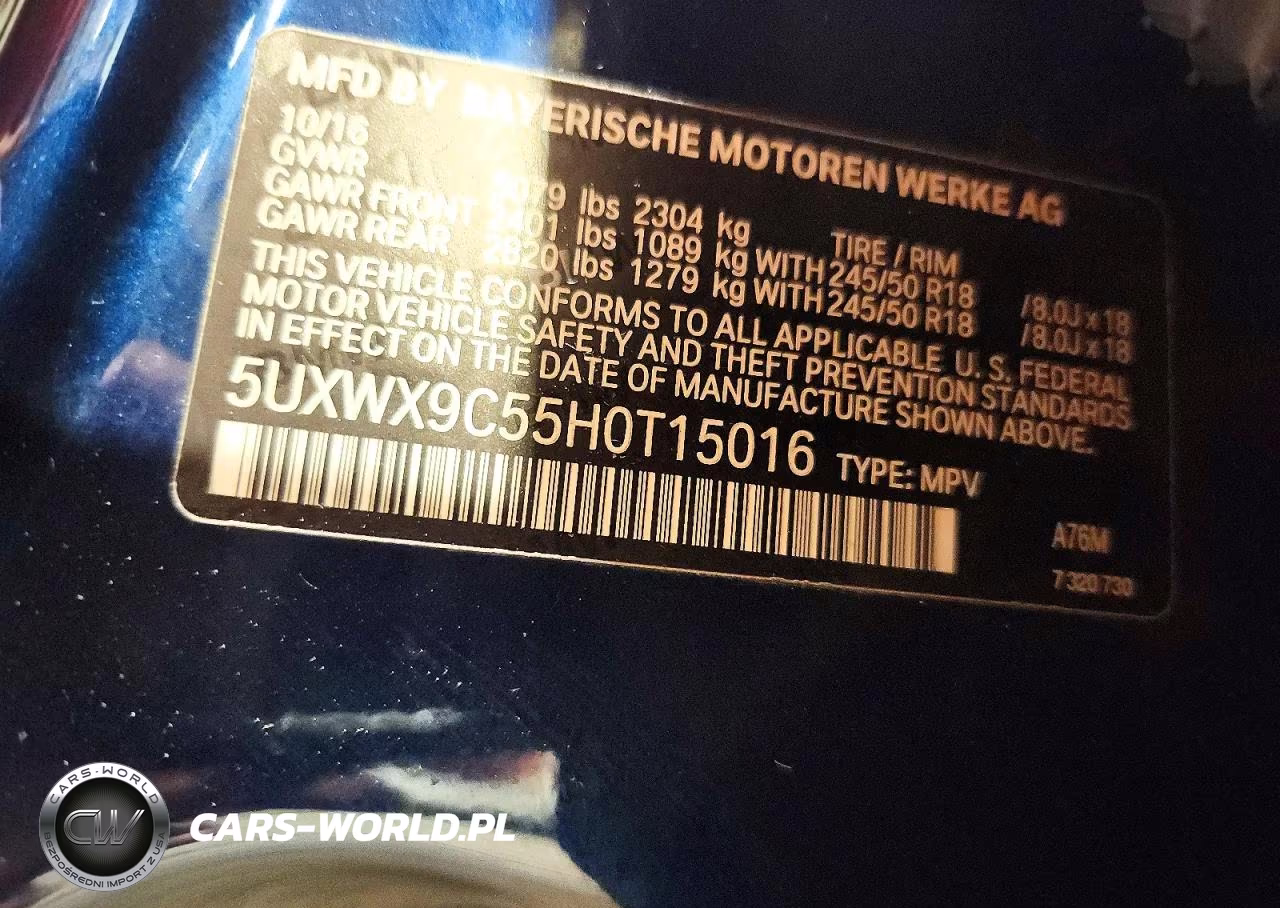 2017 BMW X3 xDrive28I VIN:5UXWX9C55H0T15016 - 13