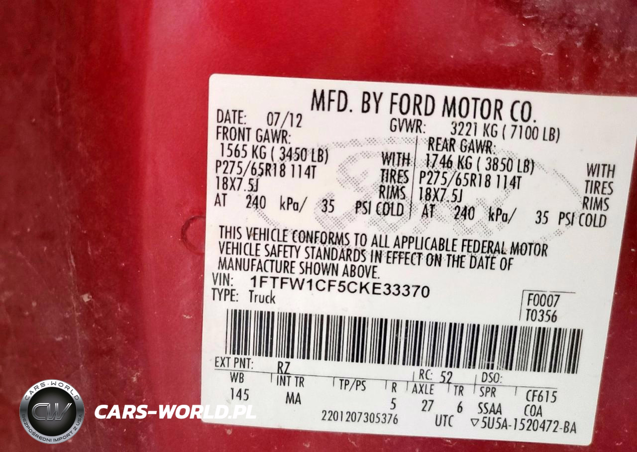 2012 Ford F150 Supercrew VIN:1FTFW1CF5CKE33370 - 12