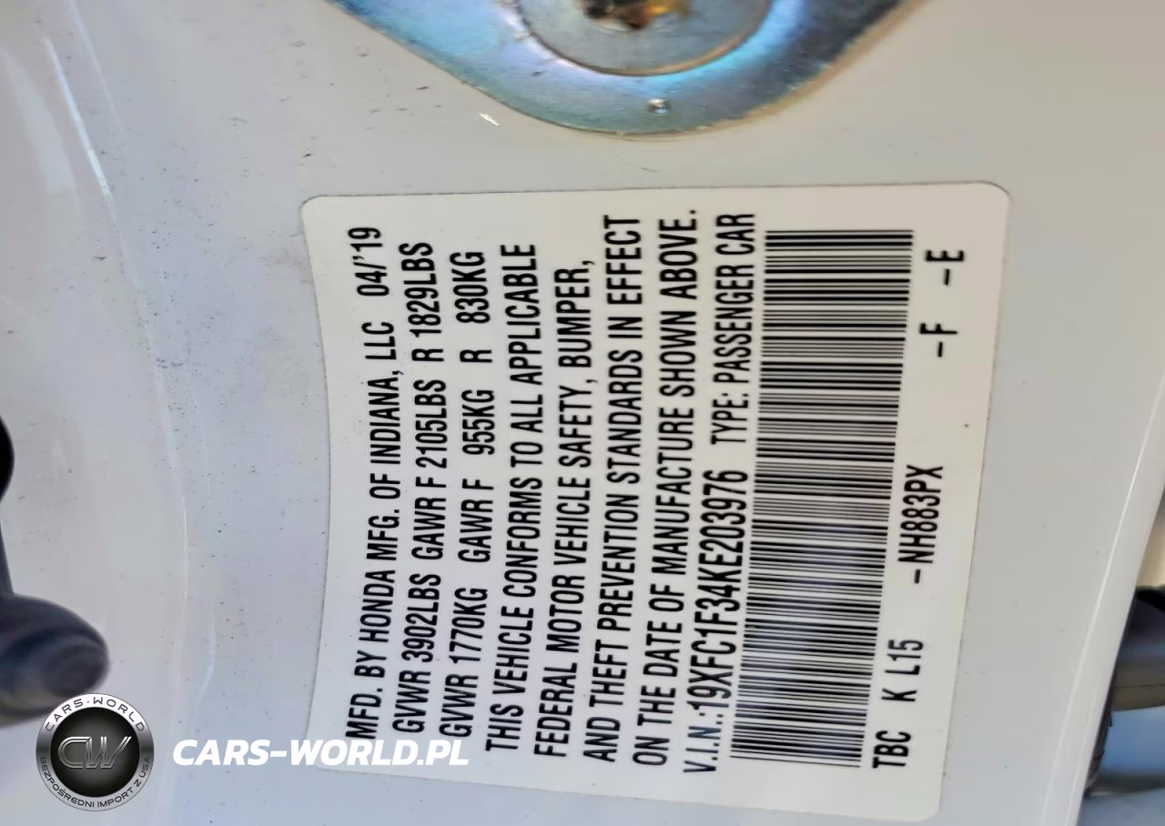 2019 Honda Civic Ex VIN:19XFC1F34KE203976 - 12