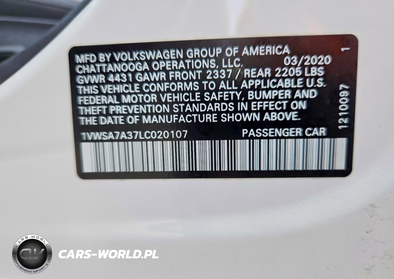 2020 Volkswagen Passat Se VIN:1VWSA7A37LC020107 - 12