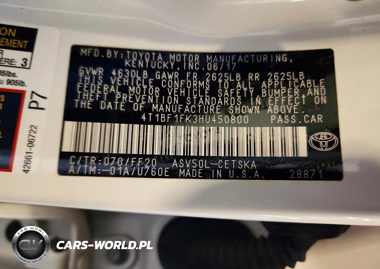 2017 Toyota Camry Se VIN:4T1BF1FK3HU450800 - 12