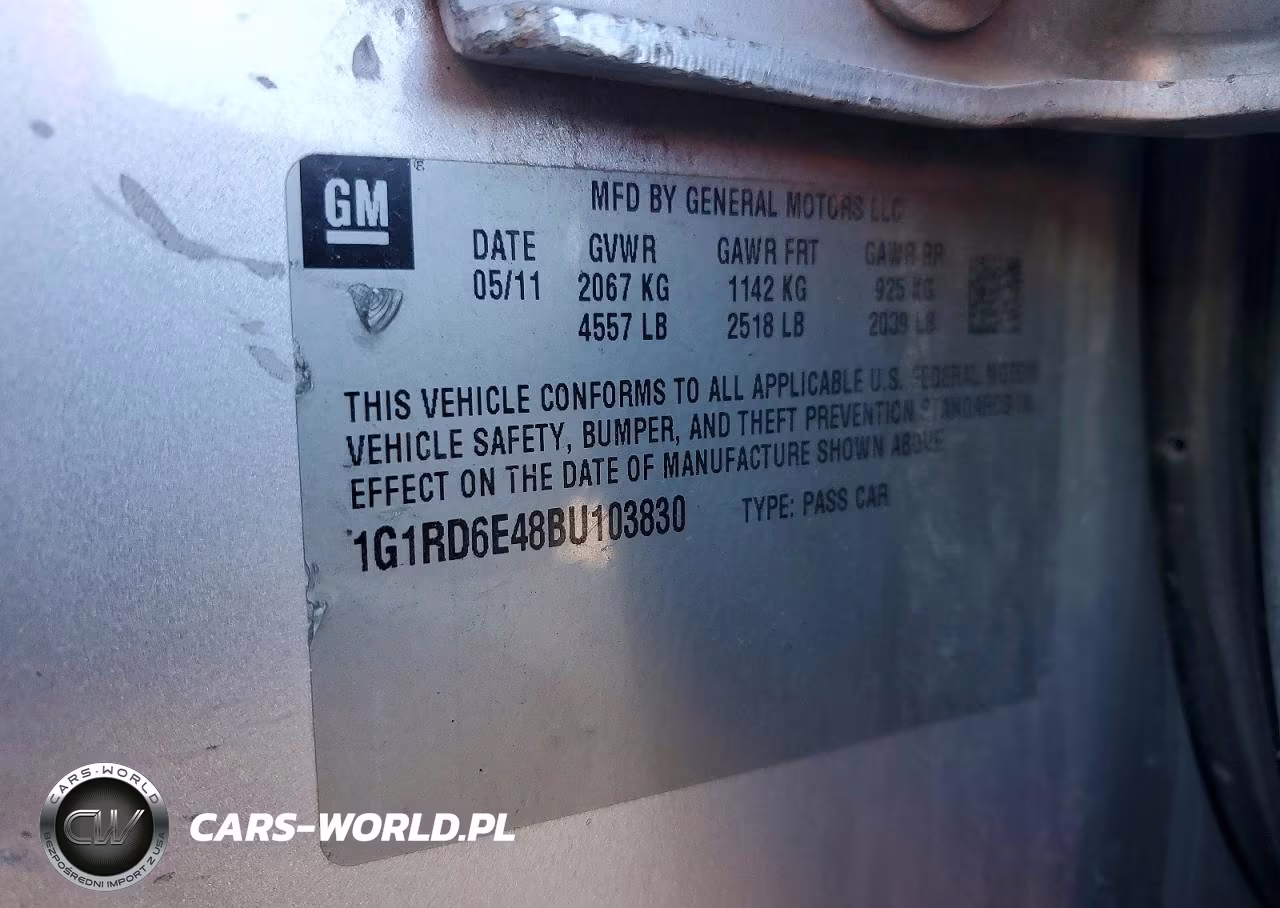 2011 Chevrolet Volt VIN:1G1RD6E48BU103830 - 12