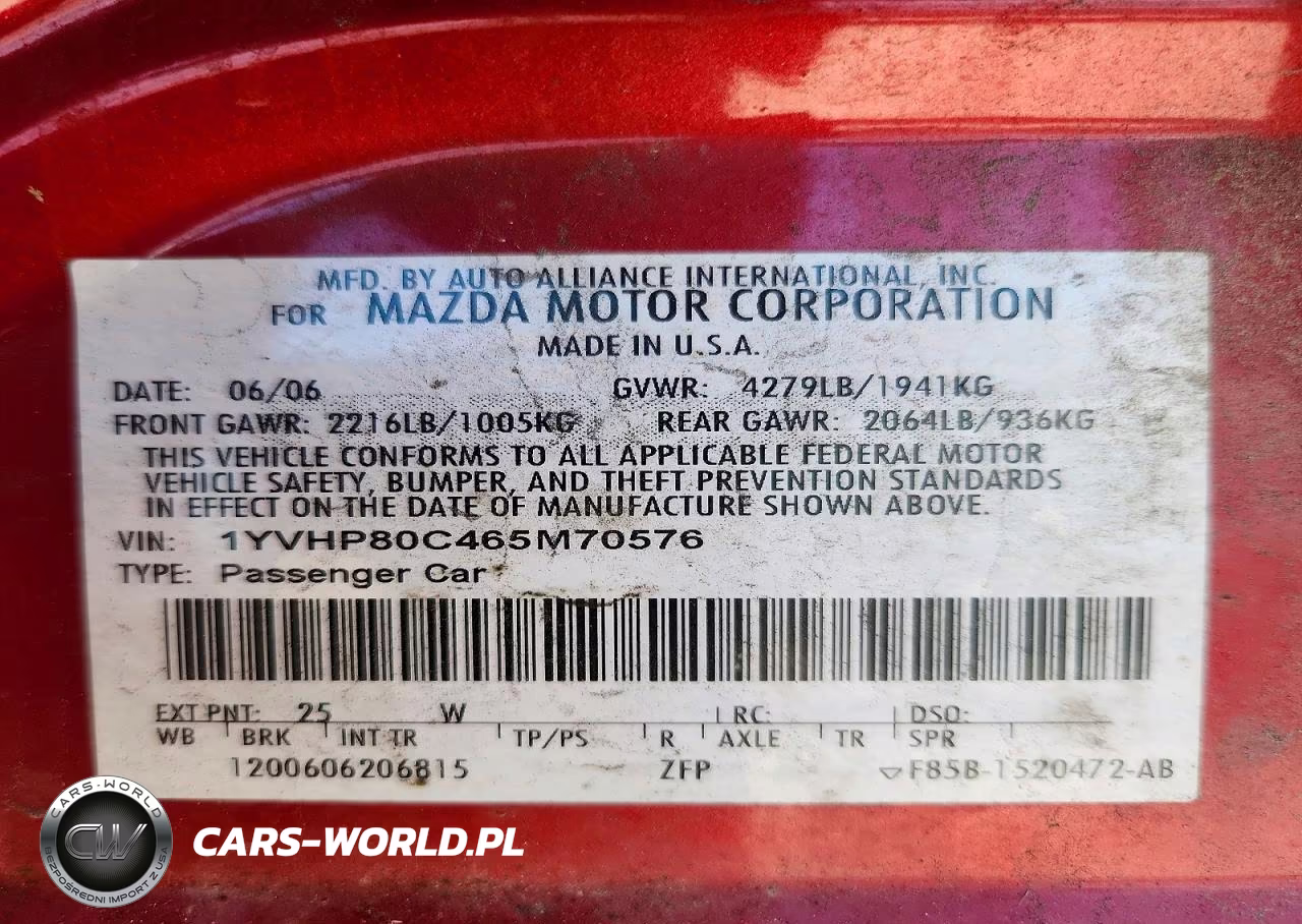 2006 Mazda 6 I VIN:1YVHP80C465M70576 - 12