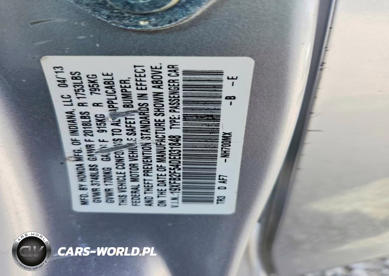2013 Honda Civic Lx VIN:19XFB2F54DE031848 - 13