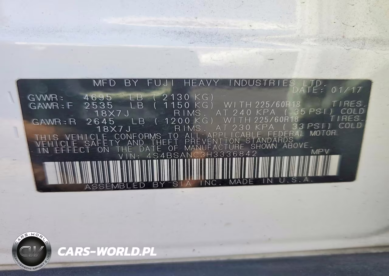 2017 Subaru Outback 2.5I Limited VIN:4S4BSANC3H3336842 - 14