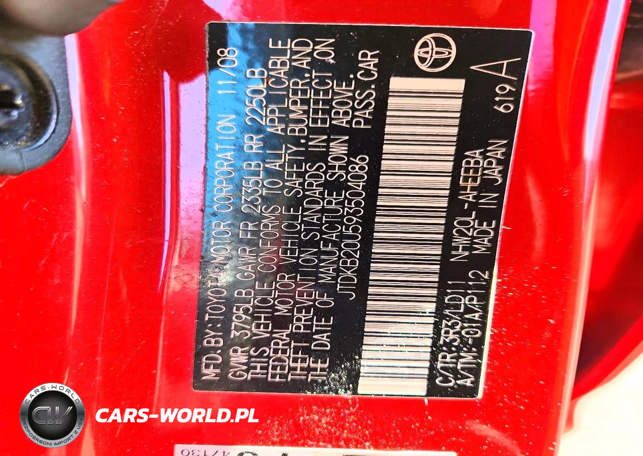 2009 Toyota Prius Base VIN:JTDKB20U593504086 - 12