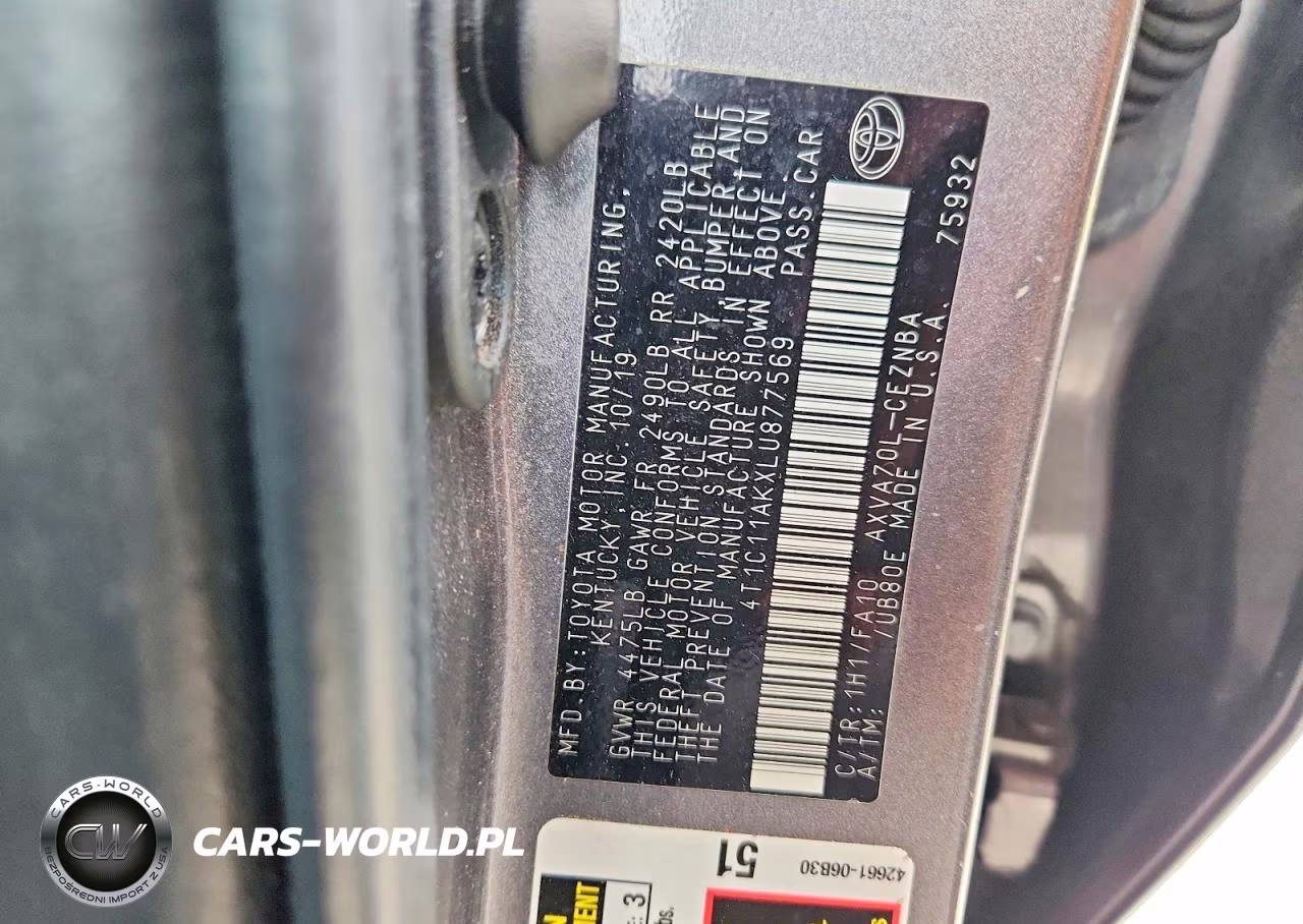 2020 Toyota Camry Le VIN:4T1C11AKXLU877569 - 12