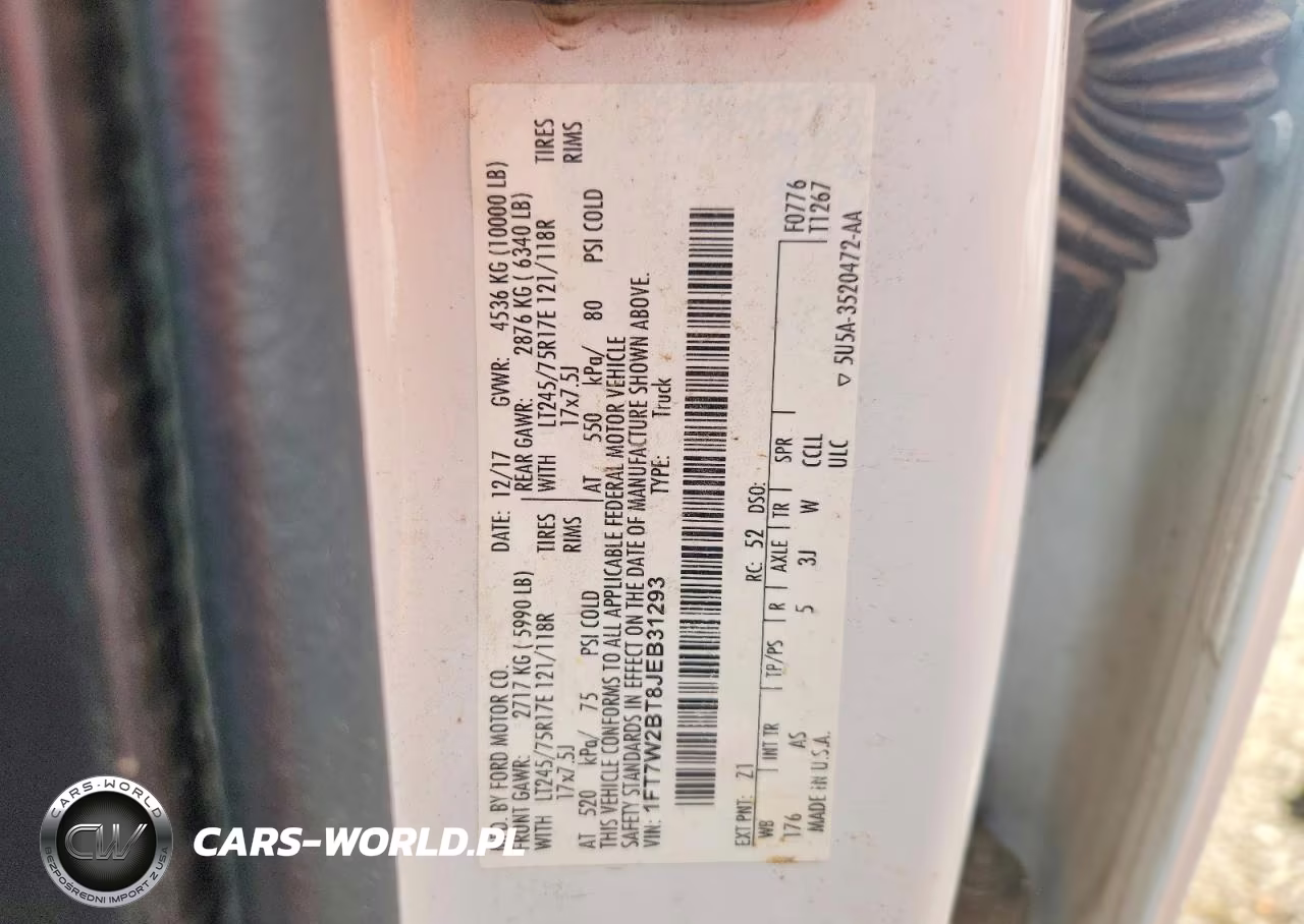 2018 Ford F250 Super Duty VIN:1FT7W2BT8JEB31293 - 12