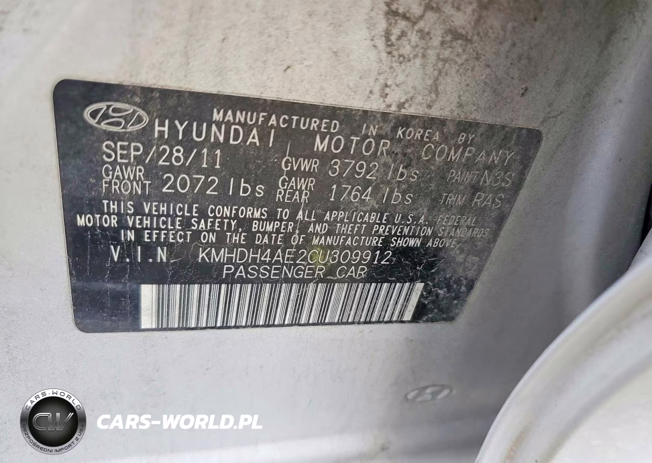 2012 Hyundai Elantra Limited VIN:KMHDH4AE2CU309912 - 12