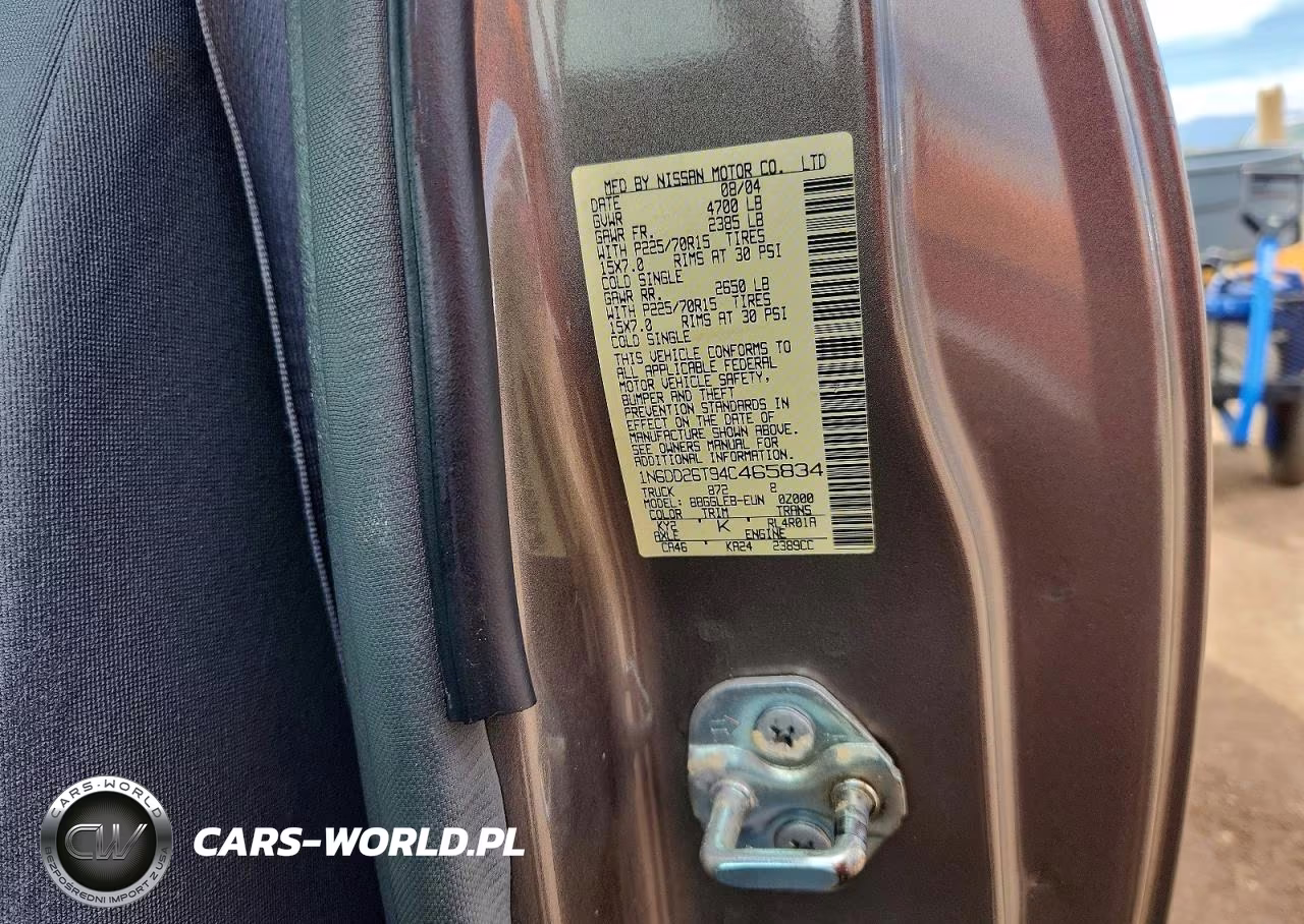 2004 Nissan Frontier Standard VIN:1N6DD26T94C465834 - 12