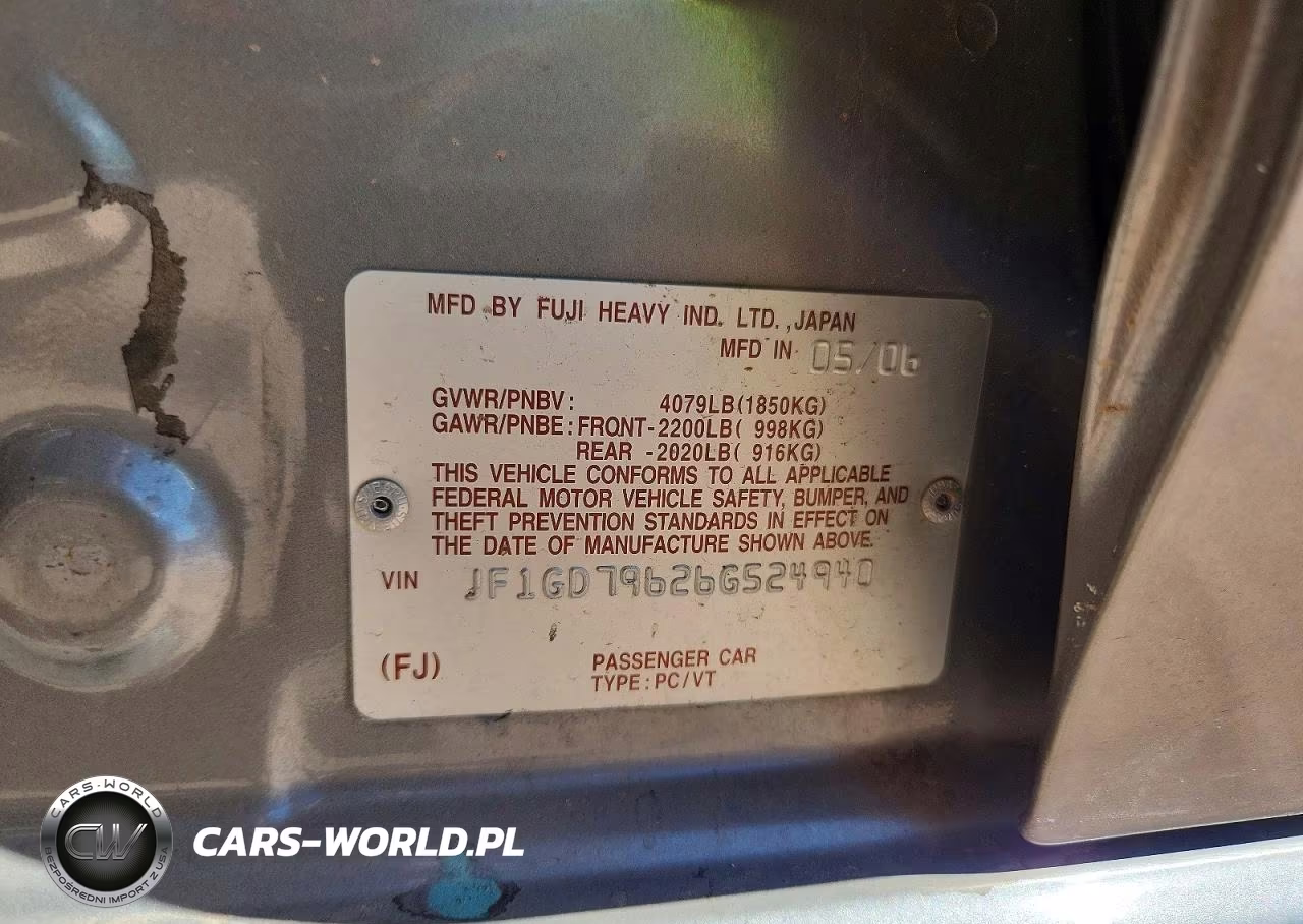 2006 Subaru Impreza Wrx VIN:JF1GD79626G524940 - 13