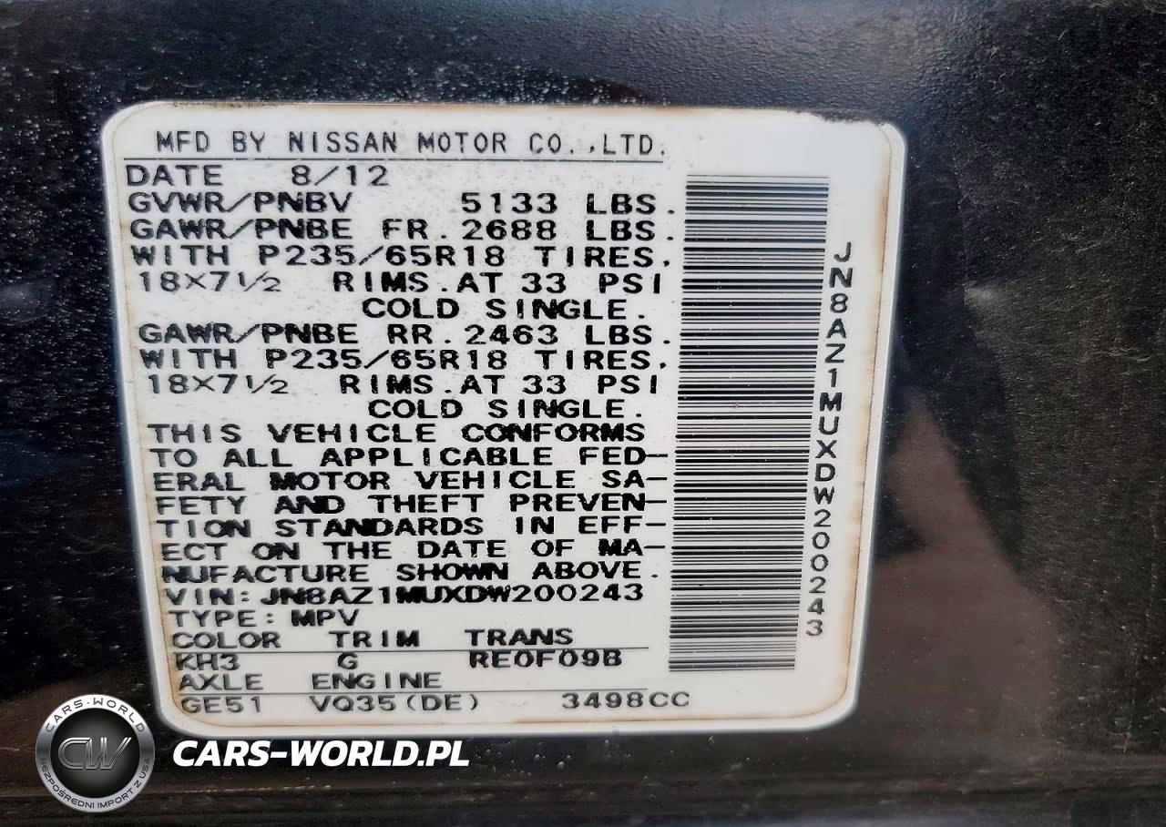 2013 Nissan Murano S VIN:JN8AZ1MUXDW200243 - 13