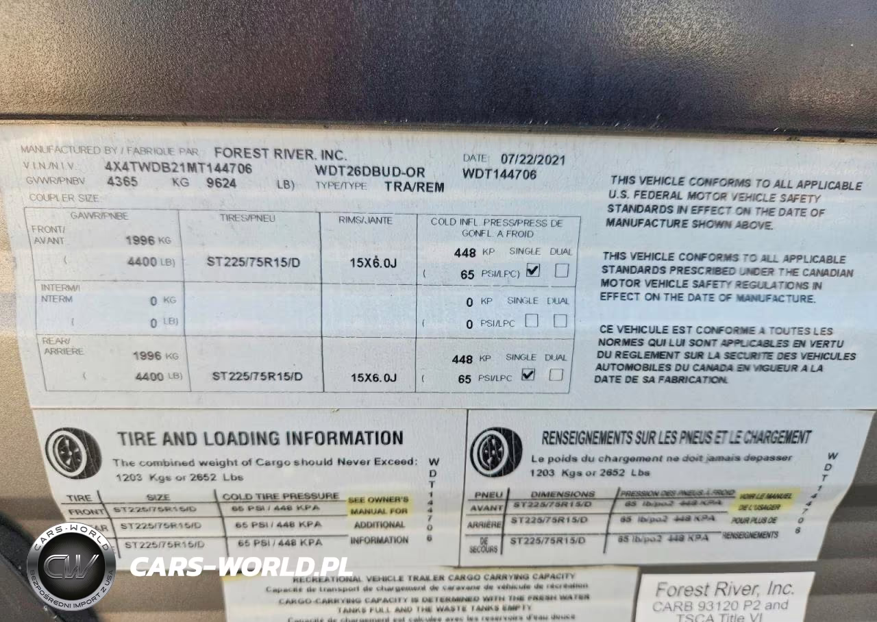 2021 Forest River Wildwood Camper VIN:4X4TWDB21MT144706 - 10