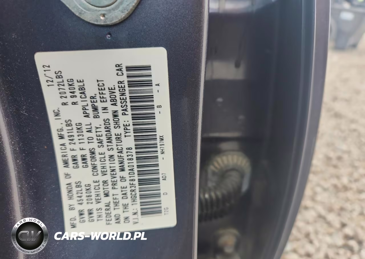 2013 Honda Accord Exl VIN:1HGCR3F81DA018378 - 12