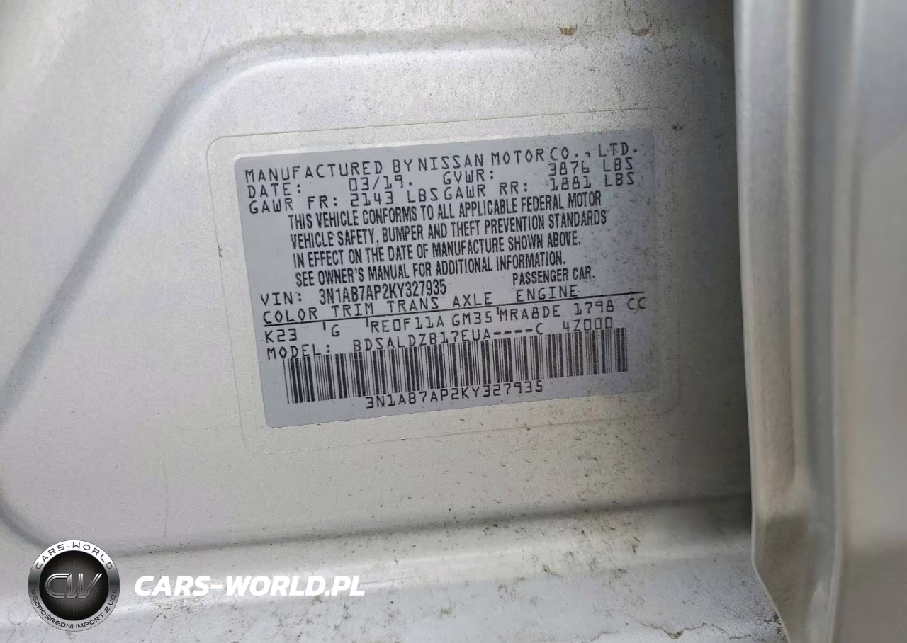 2019 Nissan Sentra Sv VIN:3N1AB7AP2KY327935 - 13