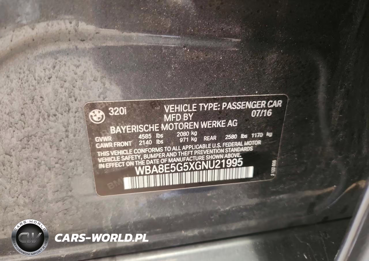 2016 BMW 320 Xi VIN:WBA8E5G5XGNU21995 - 12