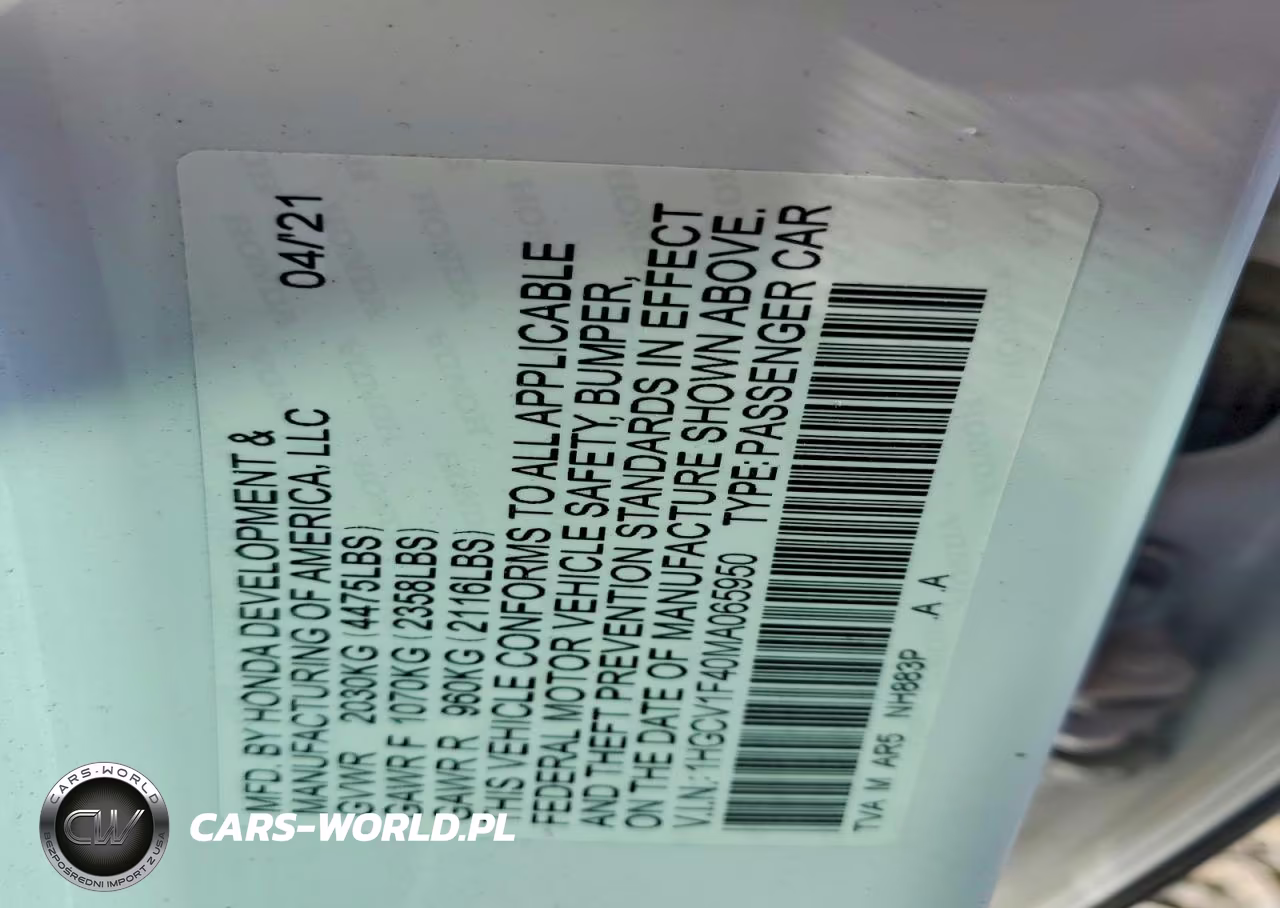 2021 Honda Accord Sport Se VIN:1HGCV1F40MA065950 - 12