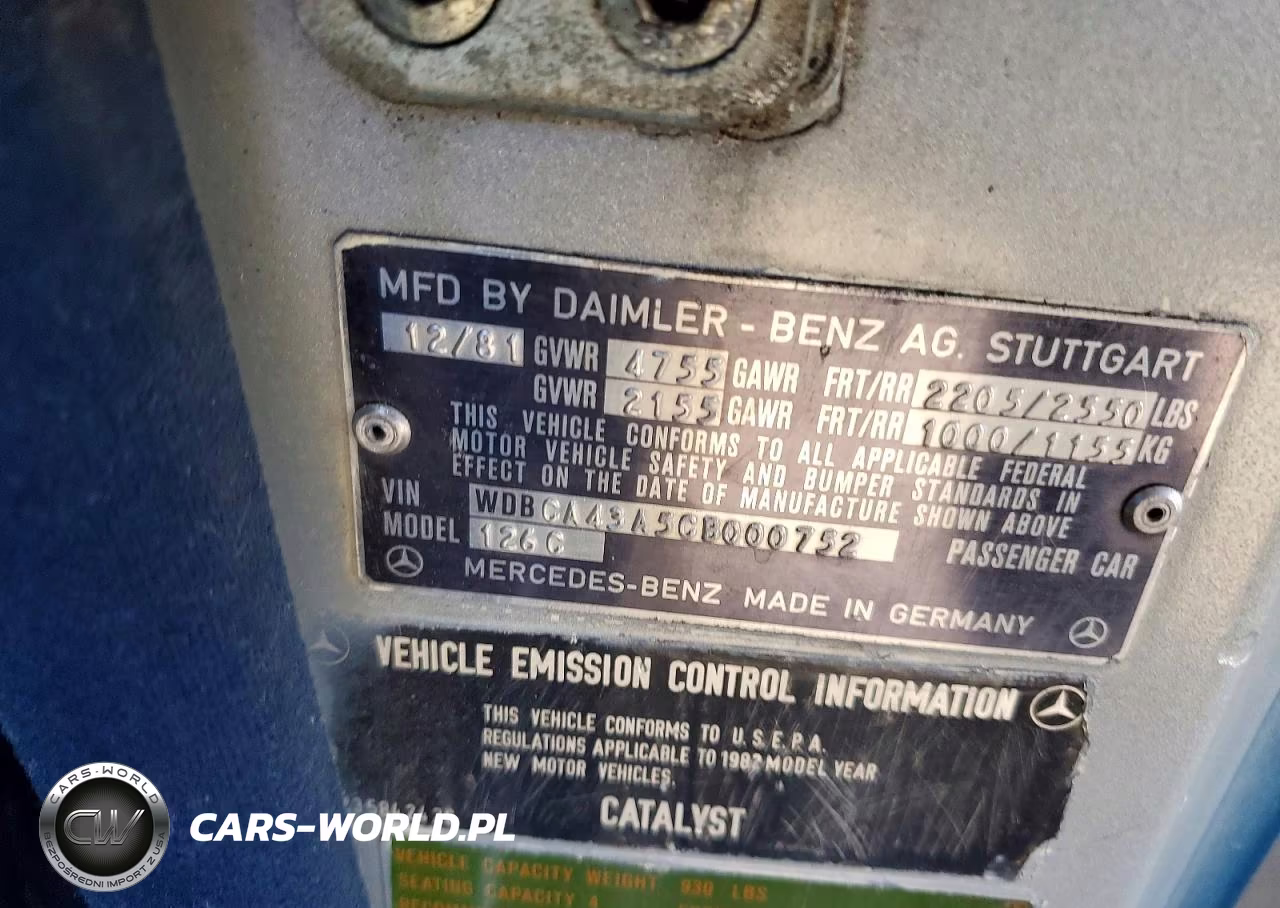 1982 Mercedes-Benz 380 Sec VIN:WDBCA43A5CB000752 - 12