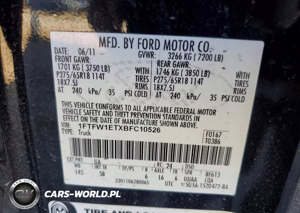 2011 Ford F150 Supercrew VIN:1FTFW1ETXBFC10526 - 12