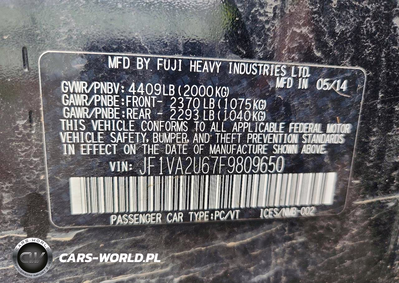 2015 Subaru Wrx Sti Limited VIN:JF1VA2U67F9809650 - 12