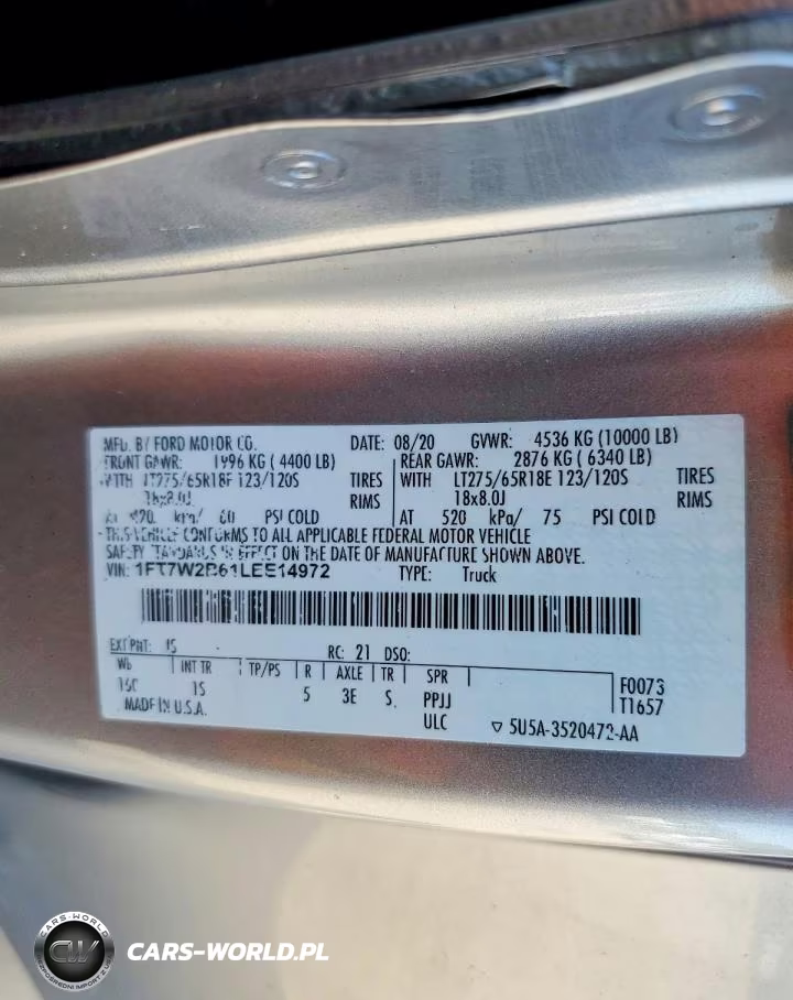 2020 Ford F250 Super Duty VIN:1FT7W2B61LEE14972 - 12