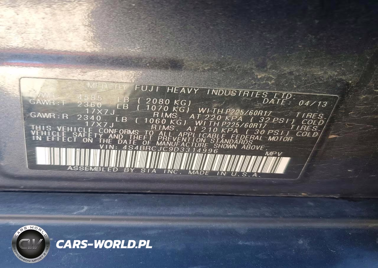 2013 Subaru Outback 2.5I Limited VIN:4S4BRCJC9D3314996 - 14