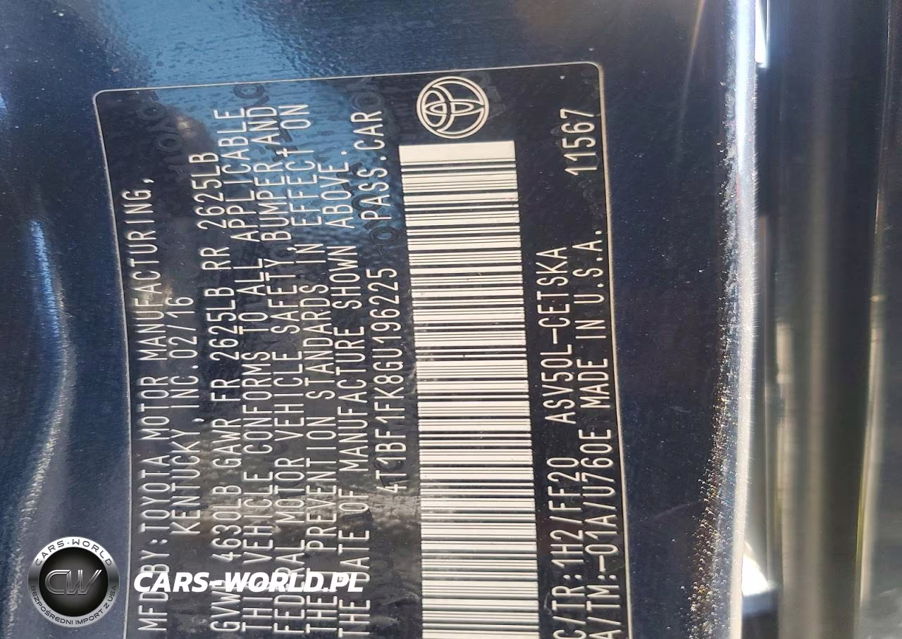 2016 Toyota Camry Se VIN:4T1BF1FK8GU196225 - 12