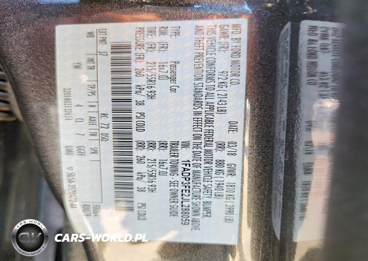 2018 Ford Focus Se VIN:1FADP3FE2JL288059 - 12