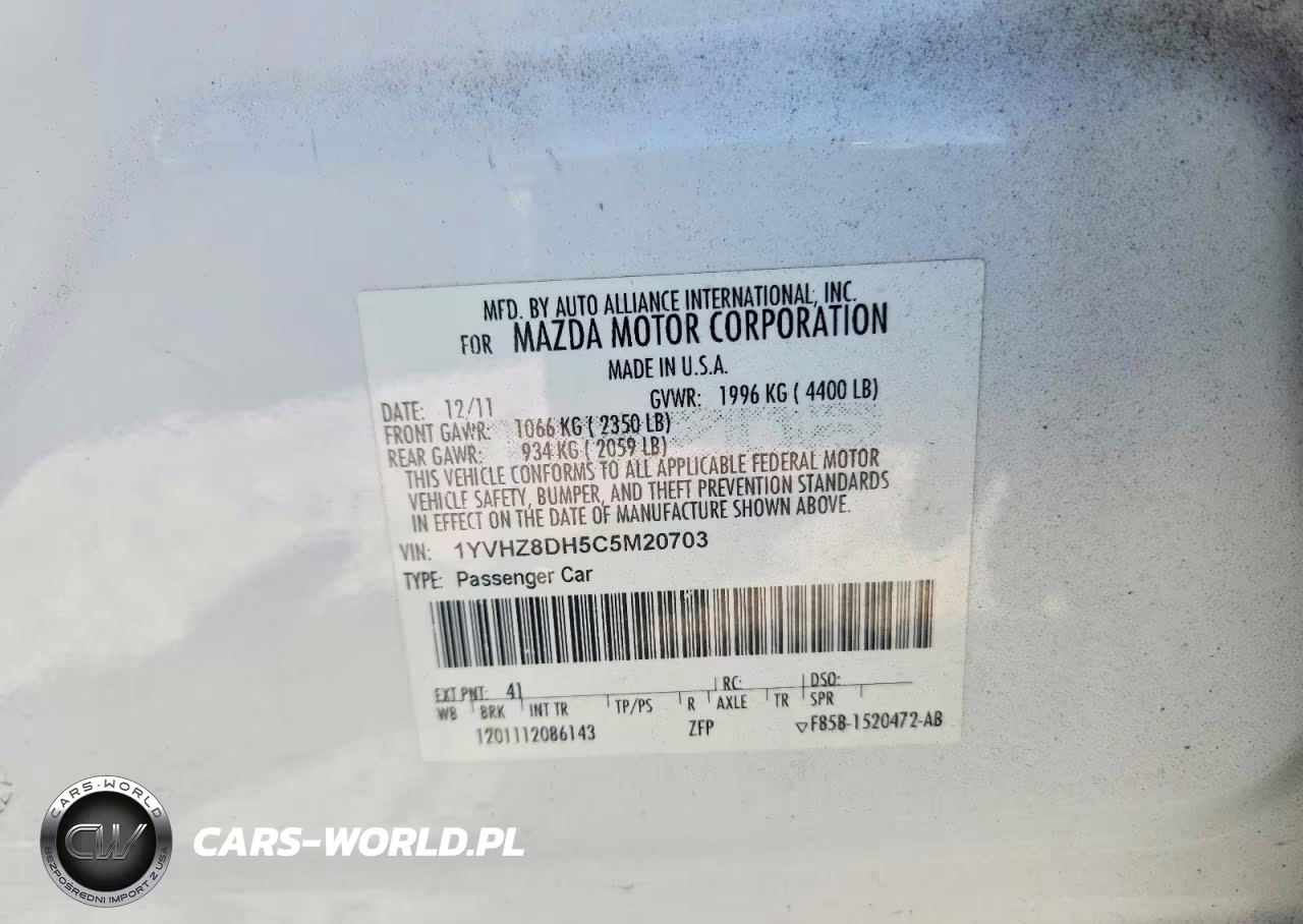 2012 Mazda 6 I VIN:1YVHZ8DH5C5M20703 - 12