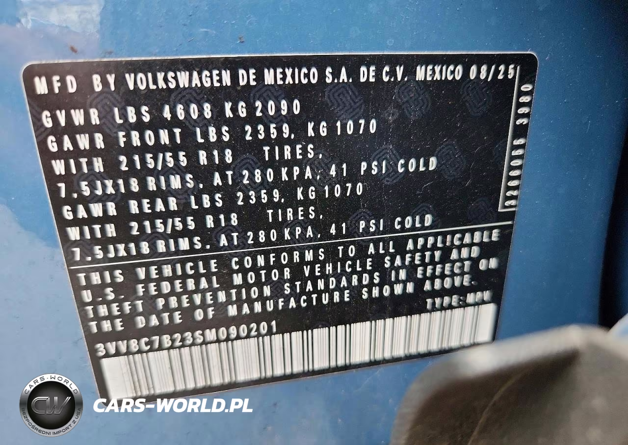 2025 Volkswagen Taos S VIN:3VV8C7B23SM090201 - 12