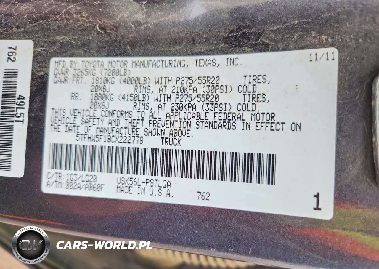 2012 Toyota Tundra Crewmax Limited VIN:5TFHW5F18CX222778 - 12