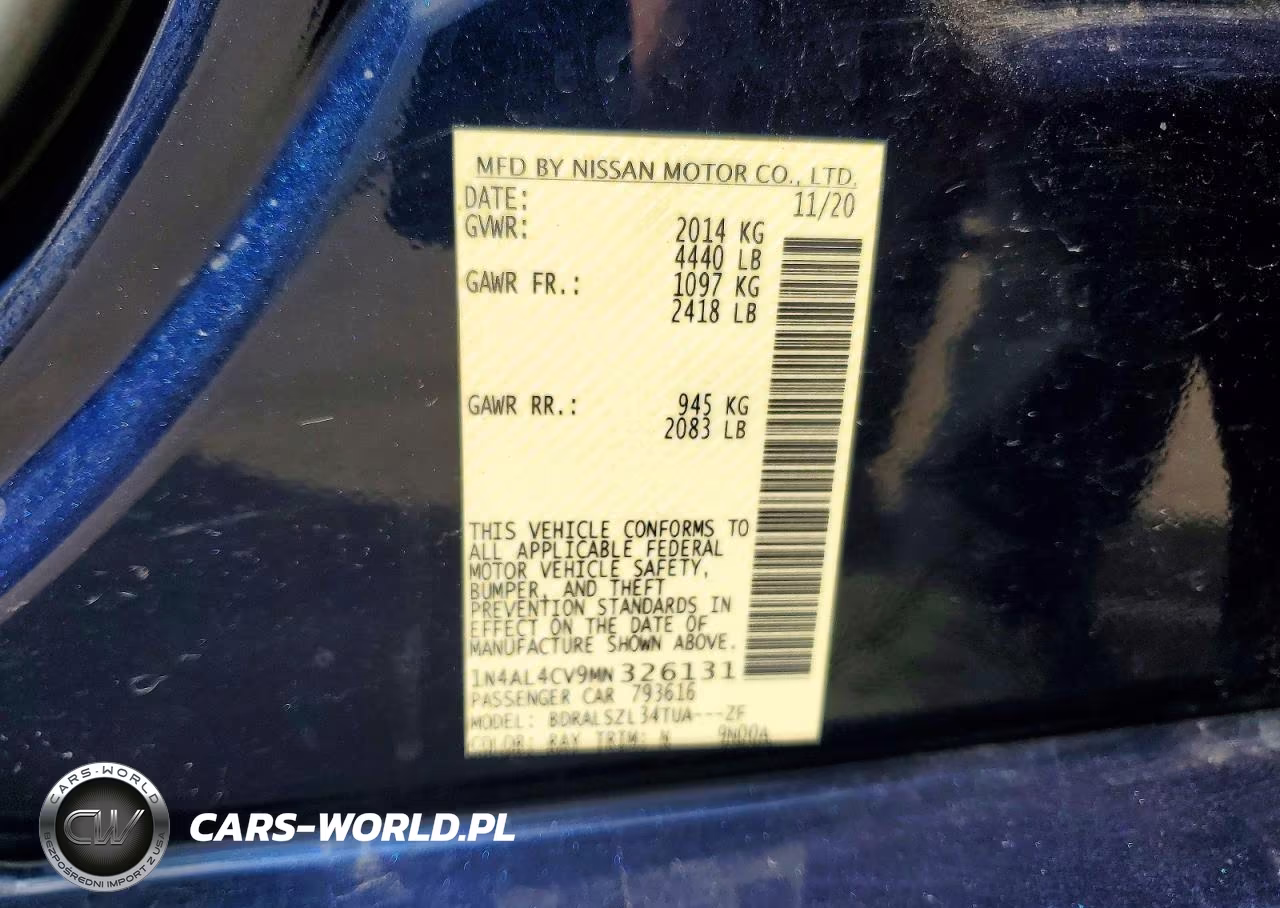 2021 Nissan Altima Sr VIN:1N4AL4CV9MN326131 - 12