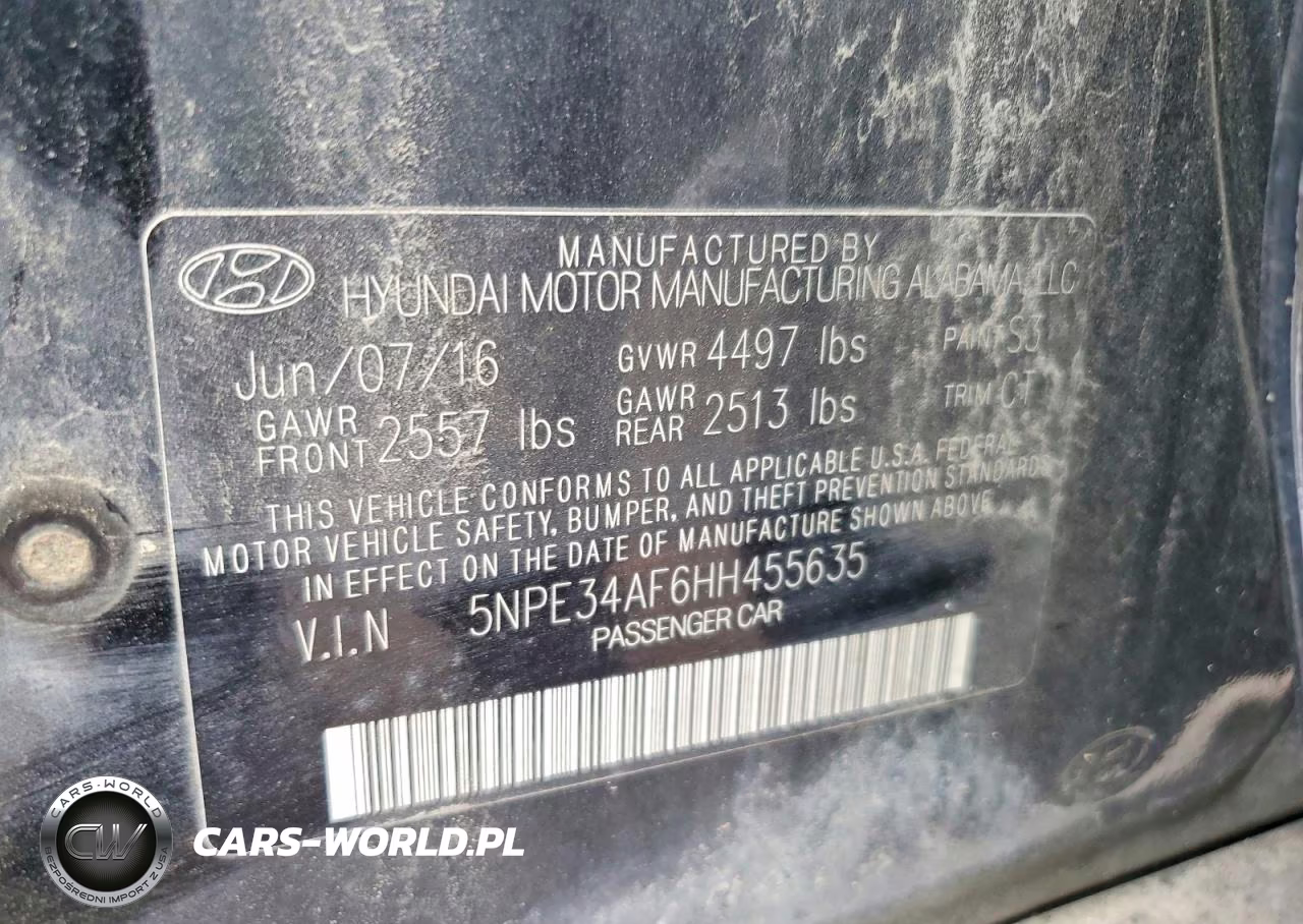 2017 Hyundai Sonata Sport VIN:5NPE34AF6HH455635 - 12