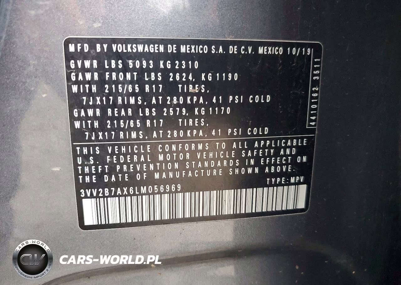 2020 Volkswagen Tiguan Se VIN:3VV2B7AX6LM056969 - 13