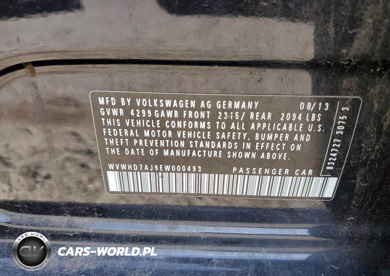 2014 Volkswagen Gti VIN:WVWHD7AJ9EW000493 - 13