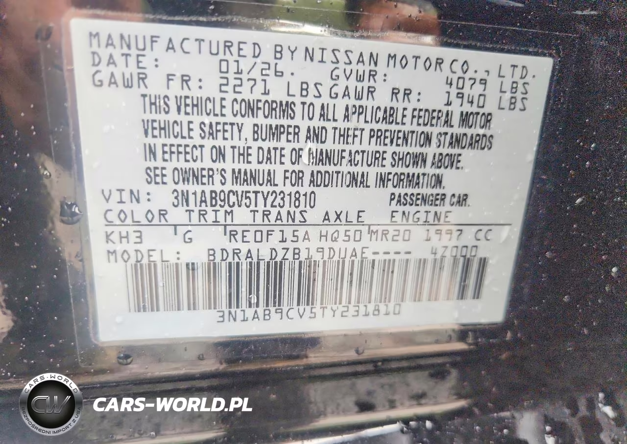 2026 Nissan Sentra Sv VIN:3N1AB9CV5TY231810 - 12