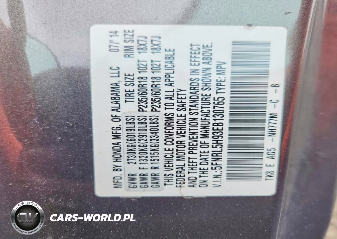 2014 Honda Odyssey Touring VIN:5FNRL5H93EB130765 - 13
