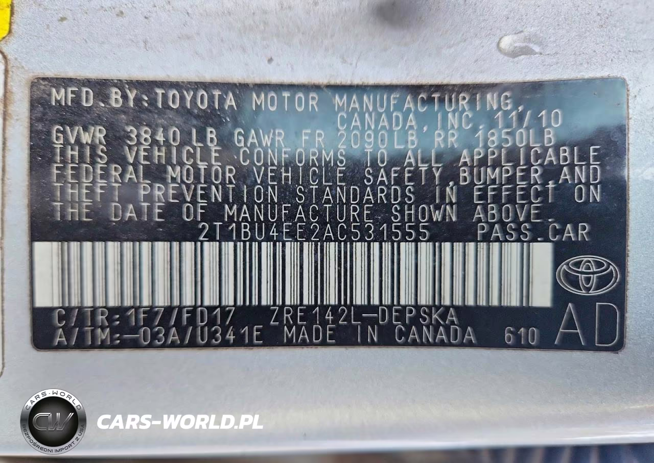 2010 Toyota Corolla S VIN:2T1BU4EE2AC531555 - 12